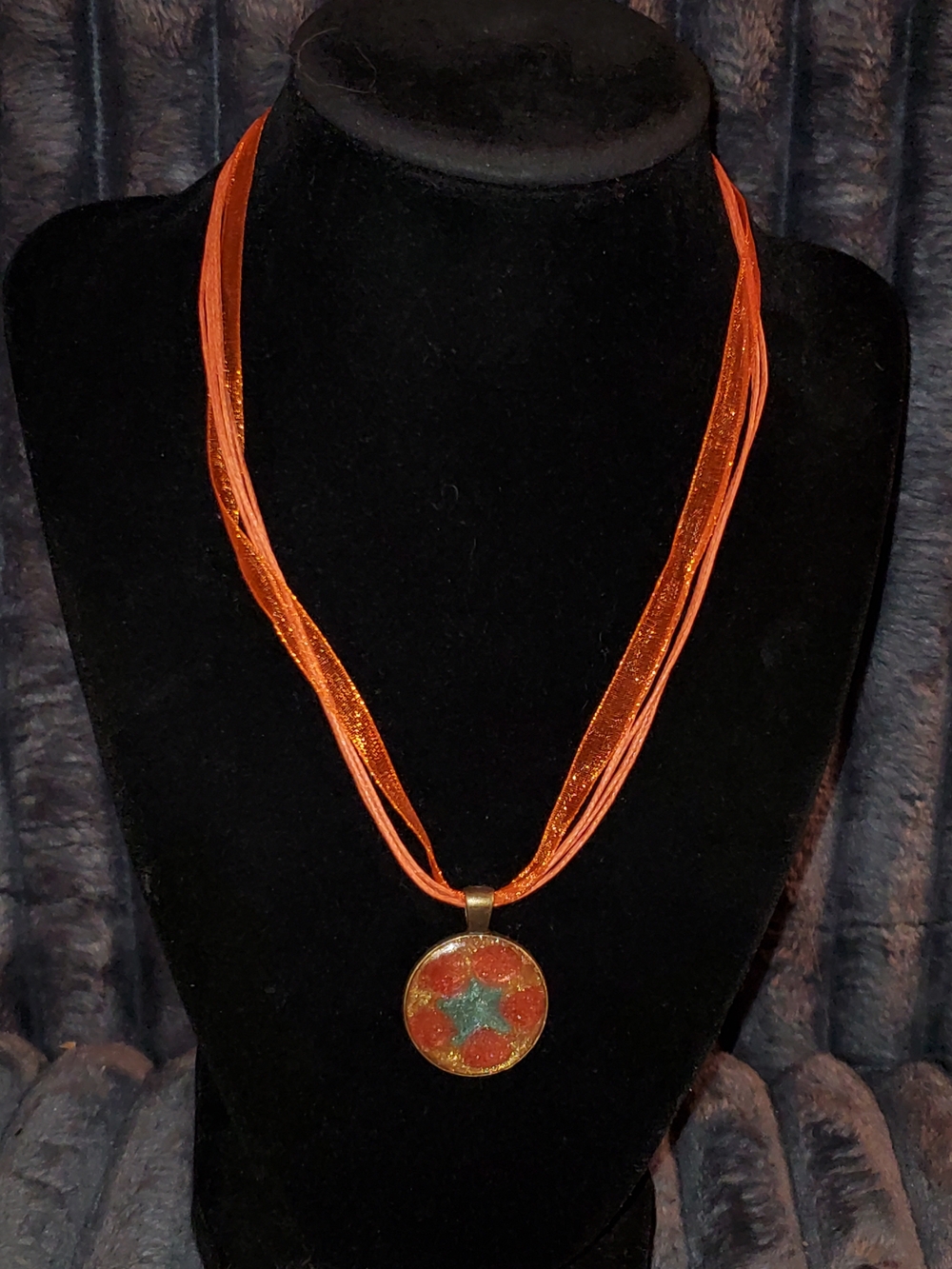 Handcrafted Orange Starburst Pendant Necklace - Women Jewelry